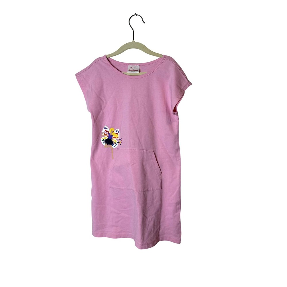 Hanna Andersson Dress Girls 6-7 Years Pink Fairy T-Shirt Kangaroo Pocket